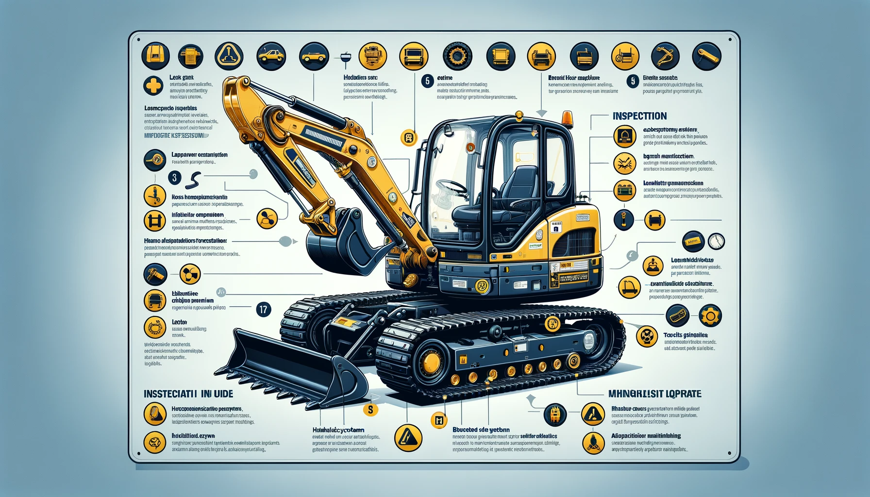 An illustrative guide for a comprehensive check-up of a mini excavator