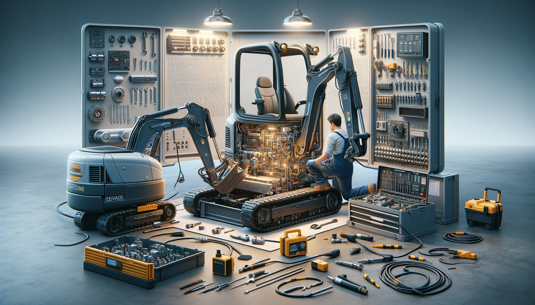 The detail of a mini excavator