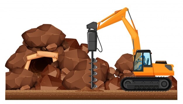 An excavator with an auger